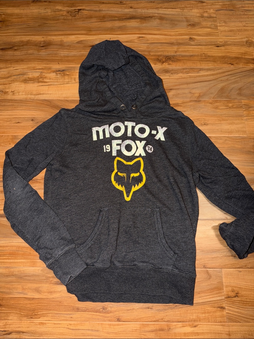 Fox  Dark Gray Crewneck Hoodie with Yellow Logo